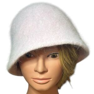 Aldo pale pink angora blend fuzzy cloche bucket hat soft vintage‎ inspired